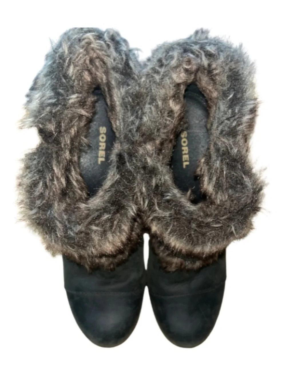 Sorel Joan of Arctic Wedge Mid Faux Fur Leather Boots Size 7.5